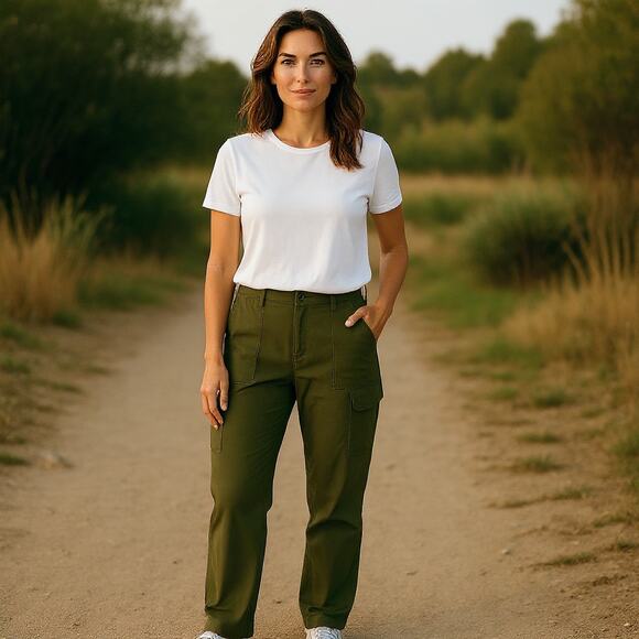 REI Savanna Trails Pants - Women's In Green Hiking Trail Stretch UPF 50 Size 14 - Picture 1 of 15